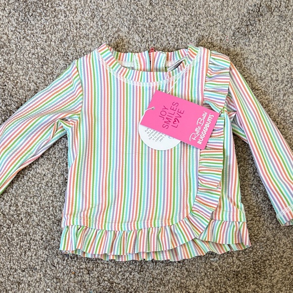Ruffle Butts Multicolor Striped Rashguard Set - Picture 3 of 5